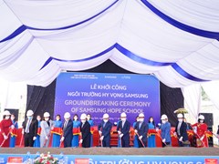 Tổ chức lễ khởi công xây dựng dự án “Ngôi trường hy vọng Samsung” tại thôn Trung Cấp, xã Mai Pha, thành phố Lạng Sơn